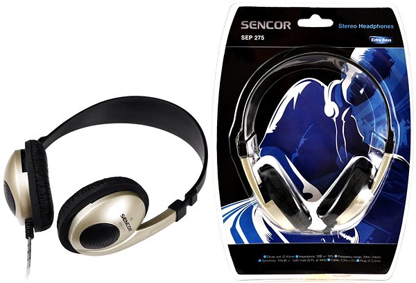 Headphones Sencor SEP 275 Gold Packaging/box