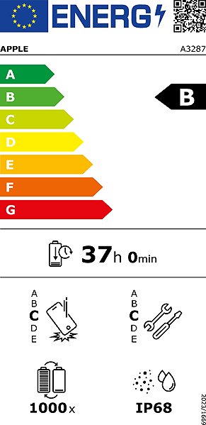Mobilný telefón iPhone 16 256 GB biela Energetický štítok