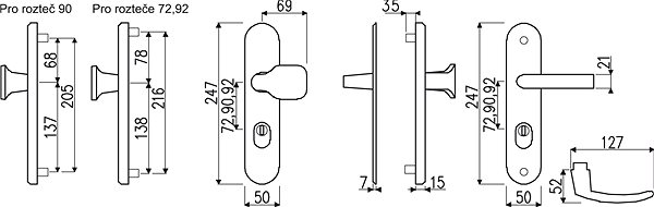 Richter Czech R.101.ZA.90.F1.TB3 Door Furniture.