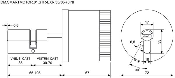 Door hardware Richter Czech DM. Smartmotor.01.STR - EXR. 35/30 - 70.NI .