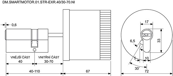 Door hardware Richter Czech DM. Smartmotor.01.STR - EXR. 40/30 - 70.NI .