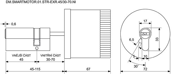 Door hardware Richter Czech DM. Smartmotor.01.STR - EXR. 45/30 - 70.NI .