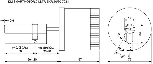 Door hardware Richter Czech DM. Smartmotor.01.STR - EXR. 50/30 - 70.NI .