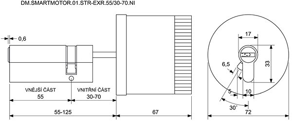 Door hardware Richter Czech DM. Smartmotor.01.STR - EXR. 55/30 - 70.NI .