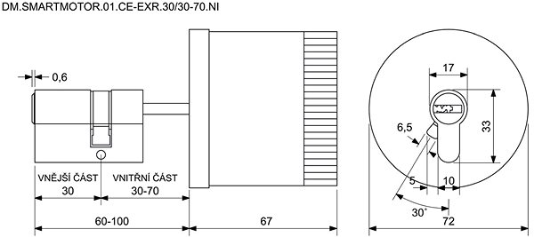 Door hardware Richter Czech DM. Smartmotor.01.CE - EXR. 30/30 - 70.NI .
