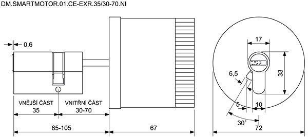 Door hardware Richter Czech DM. Smartmotor.01.CE - EXR. 35/30 - 70.NI .