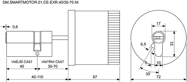 Door hardware Richter Czech DM. Smartmotor.01.CE - EXR. 40/30 - 70.NI .