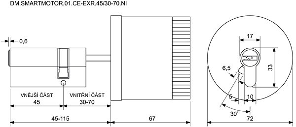 Door hardware Richter Czech DM. Smartmotor.01.CE - EXR. 45/30 - 70.NI .