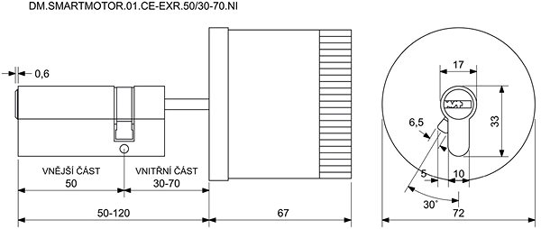 Door hardware Richter Czech DM. Smartmotor.01.CE - EXR. 50/30 - 70.NI .