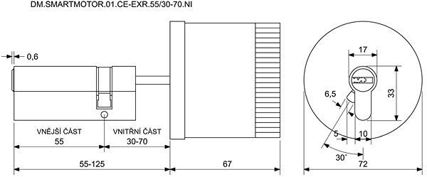 Door hardware Richter Czech DM. Smartmotor.01.CE - EXR. 55/30 - 70.NI .