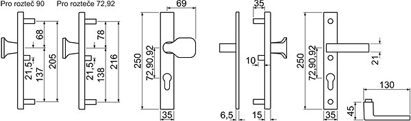 Door hardware Richter Czech R.104.PZ.90.F1.TB3 .