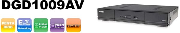 Sieťový rekordér AVTECH DGD1009AV – DVR záznamové zariadenie, 8 kanálov ...