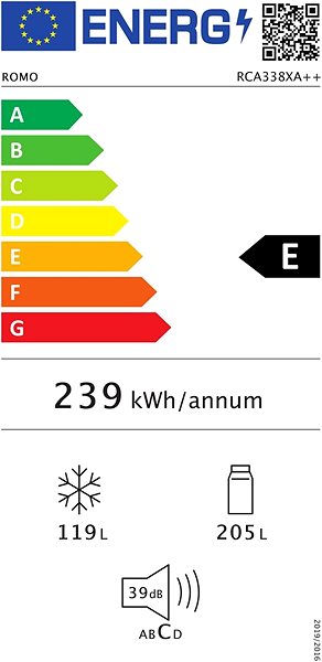 Refrigerator ROMO RCA338XA++ Energy label