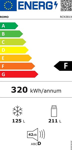 Refrigerator ROMO RCN381X Energy label