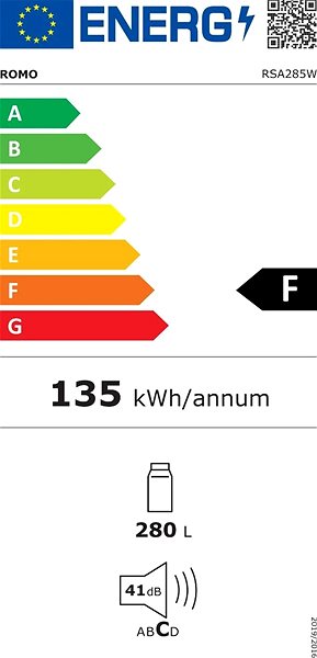 Refrigerator ROMO RSA285W Energy label