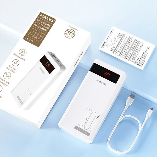 Power Bank Romoss Sense6PS Pro 20000mAh Fast Charge + PD3.0 (30W) white ...