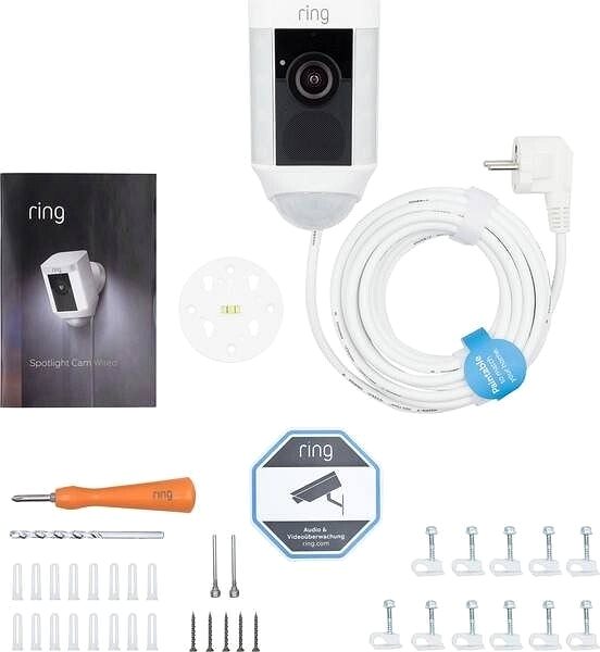IP kamera Ring Spotlight Cam Wired fehér Csomag tartalma