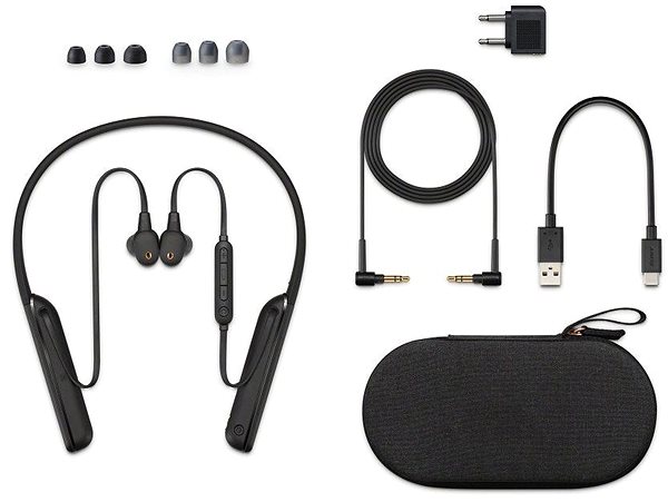 Wireless Headphones Sony Hi-Res WI-1000XM2, black Package content