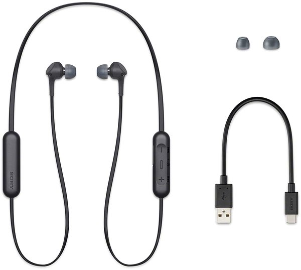 Vezeték nélküli fül-/fejhallgató Sony WI-XB400, fekete Csomag tartalma
