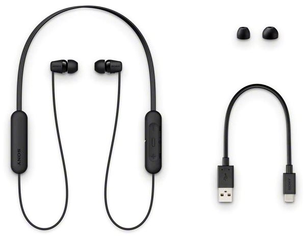 Vezeték nélküli fül-/fejhallgató Sony WI-C200, fekete Csomag tartalma