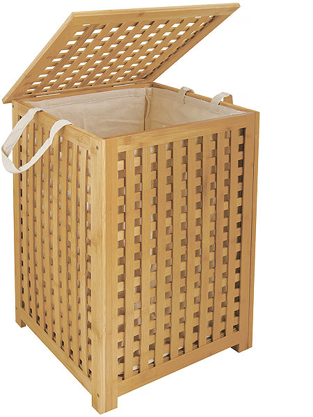 Wäschekorb MSV Bambus-Wäschekorb, mit weißem Sack, 58 cm ...