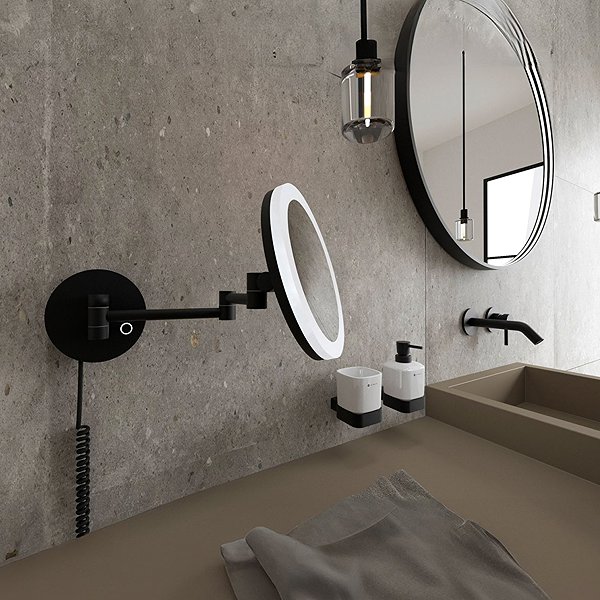 Cosmetic Mirror Nimco LED Cosmetic Mirror Backlit Black Round – Touch ZK-20265-90.