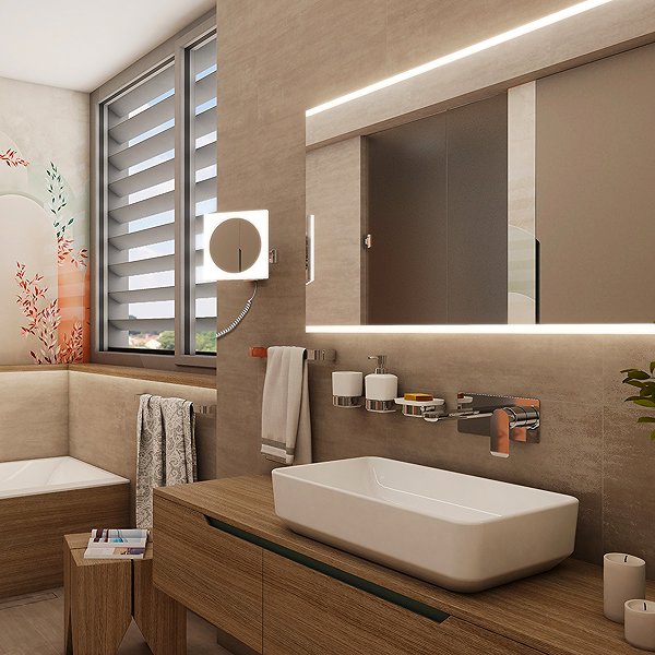 Cosmetic Mirror Nimco ZK-20465P-26 Backlit Square Cosmetic Mirror – Touch with Colour Adjustment.