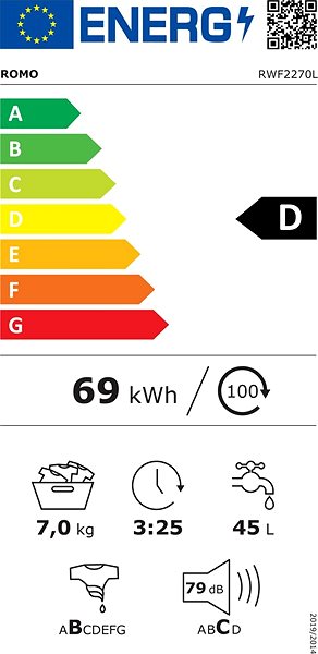 Washing Mashine ROMO RWF2280L Energy label