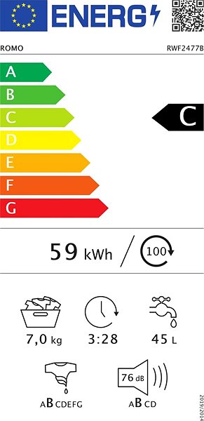 Washing Mashine ROMO RWF2477B Energy label