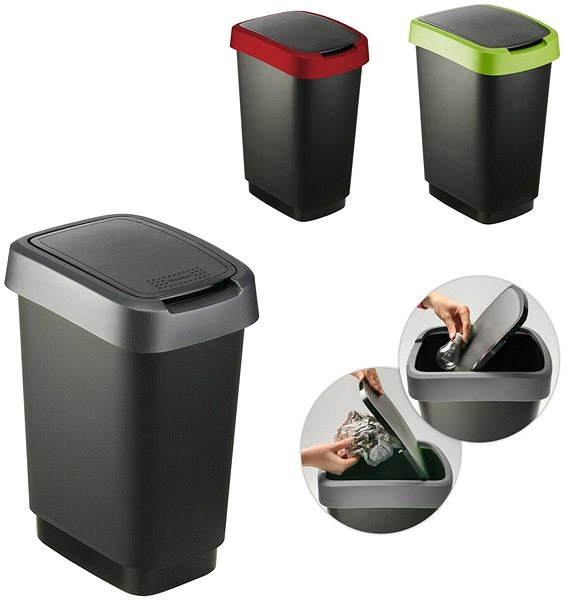 Odpadkový kôš Rotho Odpadkový kôš swing 10 l TWIST – čierny Vlastnosti/technológia