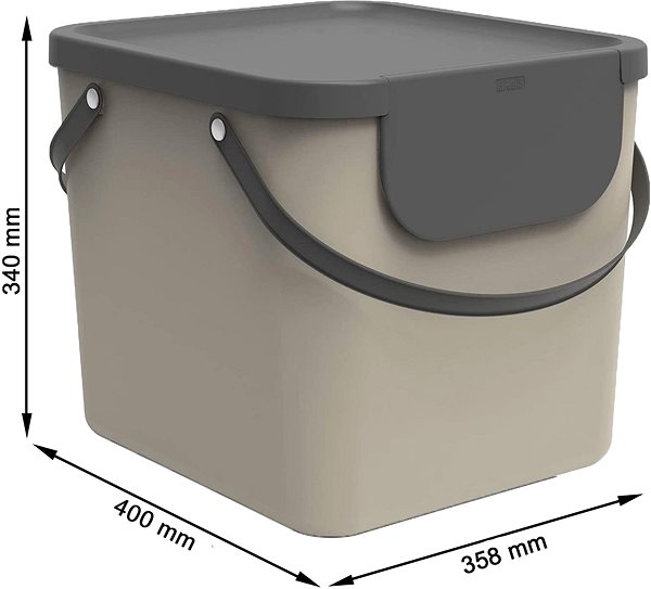 Odpadkový koš Rotho Systém třídění odpadu ALBULA box  40l - cappuccino Technický nákres