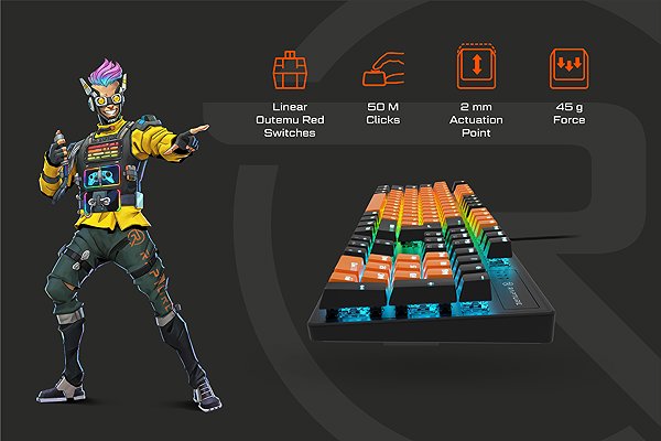 Gaming Keyboard Rapture X-RAY Outemu Red Orange-Black - CZ/SK ...