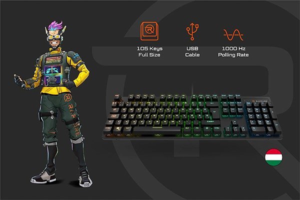Gaming Keyboard Rapture X-RAY Outemu Red Black - HU ...