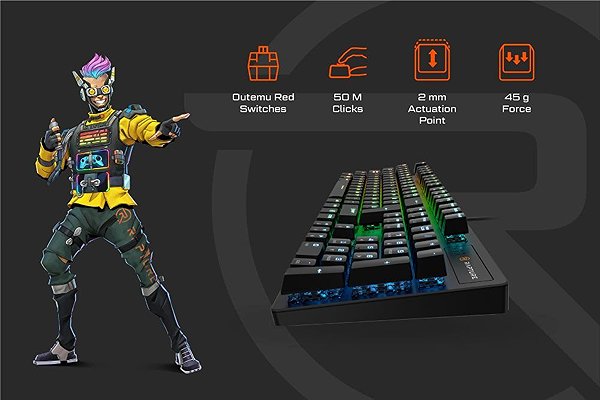 Gaming Keyboard Rapture X-RAY Outemu Red Black - HU ...