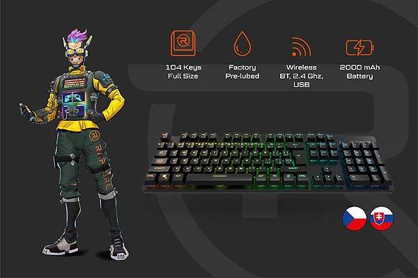 Gaming Keyboard Rapture X-RAY Wireless Gateron G Pro 3.0 Red black - CZ/SK ...