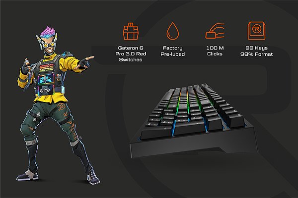 Gaming Keyboard Rapture FOXTROT, Gateron G Pro 3.0 Red, black - CZ/SK ...