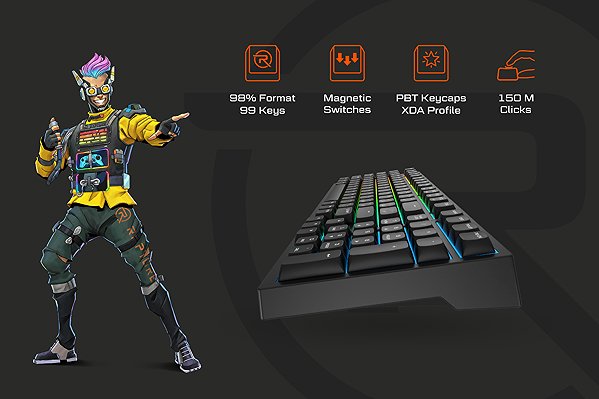 Gaming Keyboard Rapture FOXTROT HE, Gateron Dual-Rail White, black - CZ/SK ...