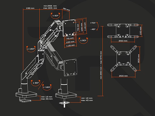 Monitor Arm Rapture OBLIVION SX white ...