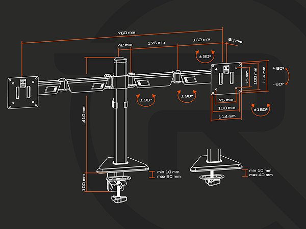 Monitor Arm Rapture NEBULA DX black ...