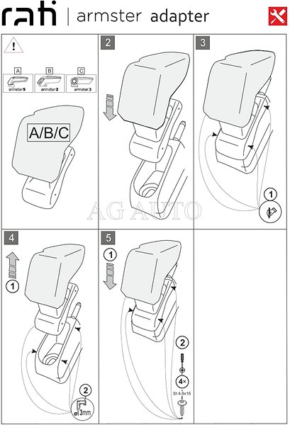 Armrest Rati Armster 3 with adapter, Citroen DS3, 2009-2016 .