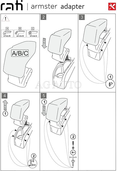 Armrest Rati Armster 3 with adapter, Renault Megane III, 2008-2016 .