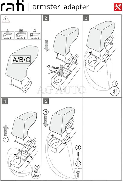 Armrest Rati Armster 3 with adapter, Skoda Fabia II, 2007-2015 .