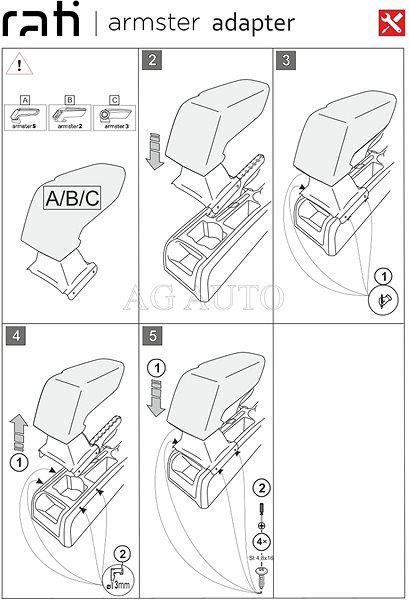 Armrest Rati Armster 3 with adapter, Skoda Octavia II, 2004-2013 .