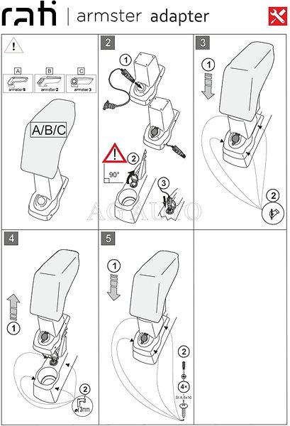 Armrest Rati Armster 3 with adapter, Dacia Logan II, 2017-2020, +12V cable .