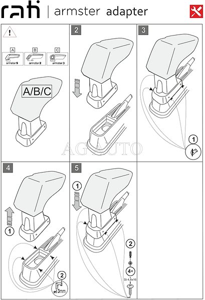 Armrest Rati Armster 3 with adapter, Fiat Linea, 2007-2015 .