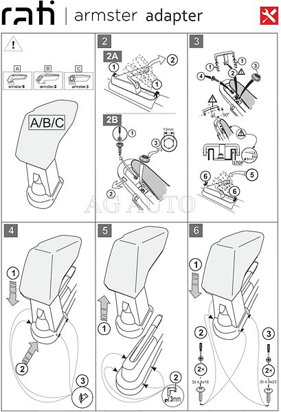 Armrest Rati Armster 3 with adapter, Ford Fusion, 2002-2005 .