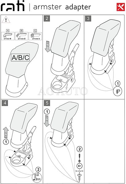 Armrest Rati Armster 3 with adapter, Opel Combo, 2000-2011 .