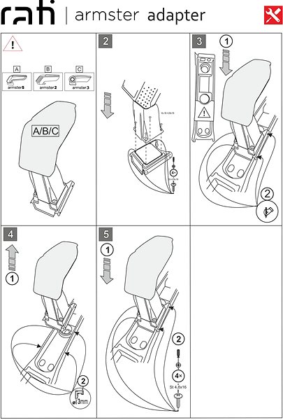 Armrest Rati Armster 3 with adapter, Opel Meriva B, 2010-2017 .