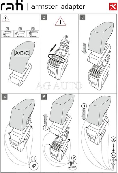 Armrest Rati Armster 3 with adapter, Opel Mokka X, 2016-2020 .