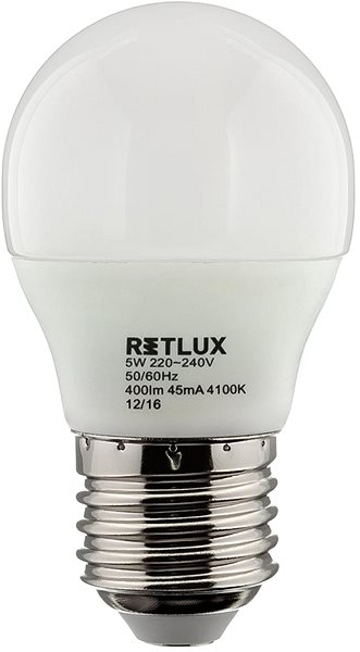 LED Bulb RETLUX RLL 272 G45 E27 miniG 5W CW Screen